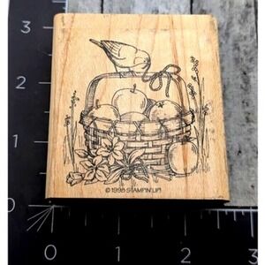 Stampin' Up! Apple Basket Fruit 1998 Rubber Stamp Wood #i47